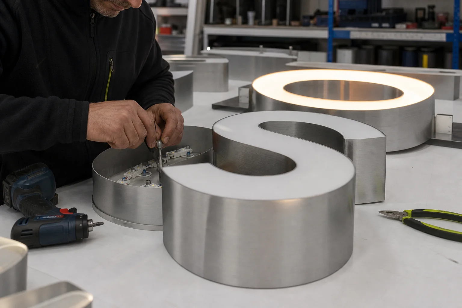 Fabricación de letras corpóreas iluminadas